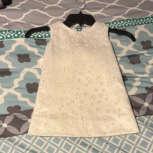 White Floral Sleeveless Girls Dress